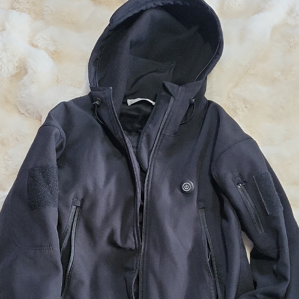 Women's Heated Black Hooded Jacket